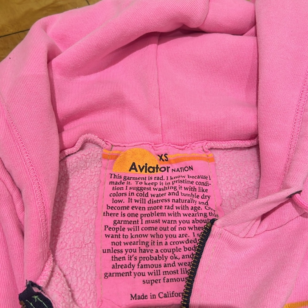 Pink Aviator Nation Zip-Up Hoodie - Picture 4 of 5